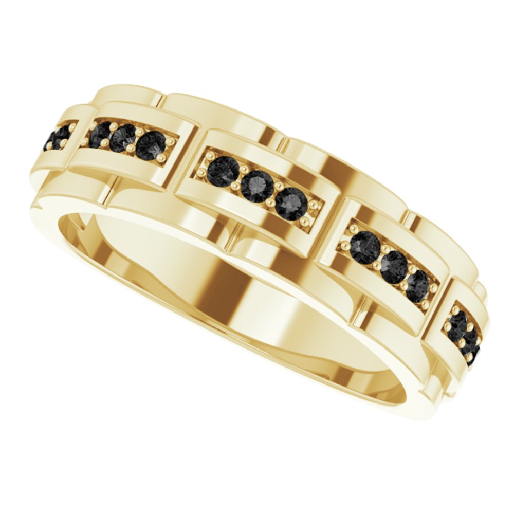 14K Yellow Gold 1/4 CTW Natural Black Diamond Ring