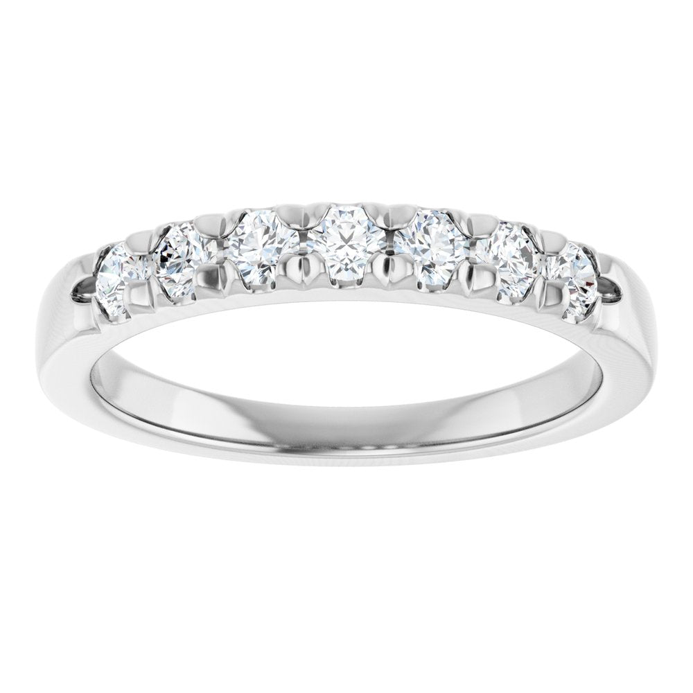 14K White 3/8 CTW Natural Diamond French-Set Anniversary Band