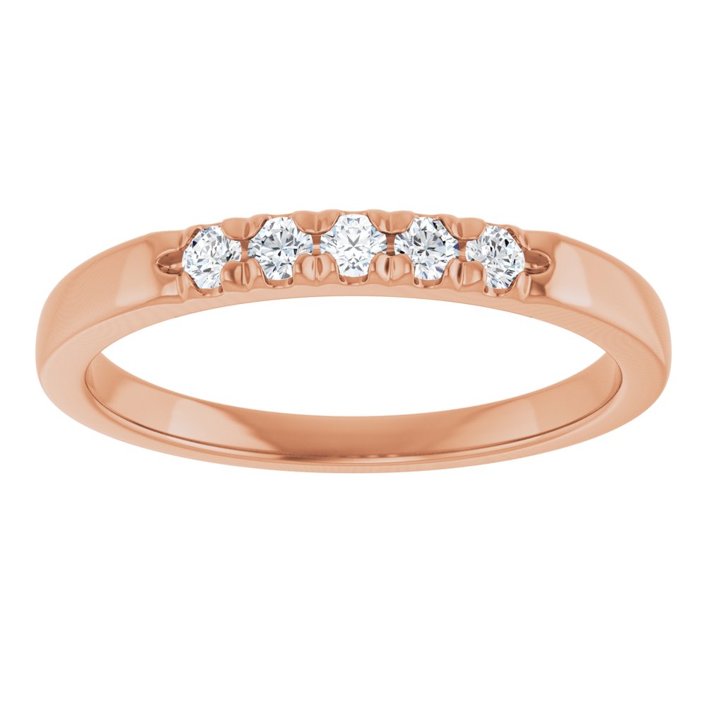 10K Rose Gold 1/6 CTW Lab-Grown Diamond French-Set Anniversary Band