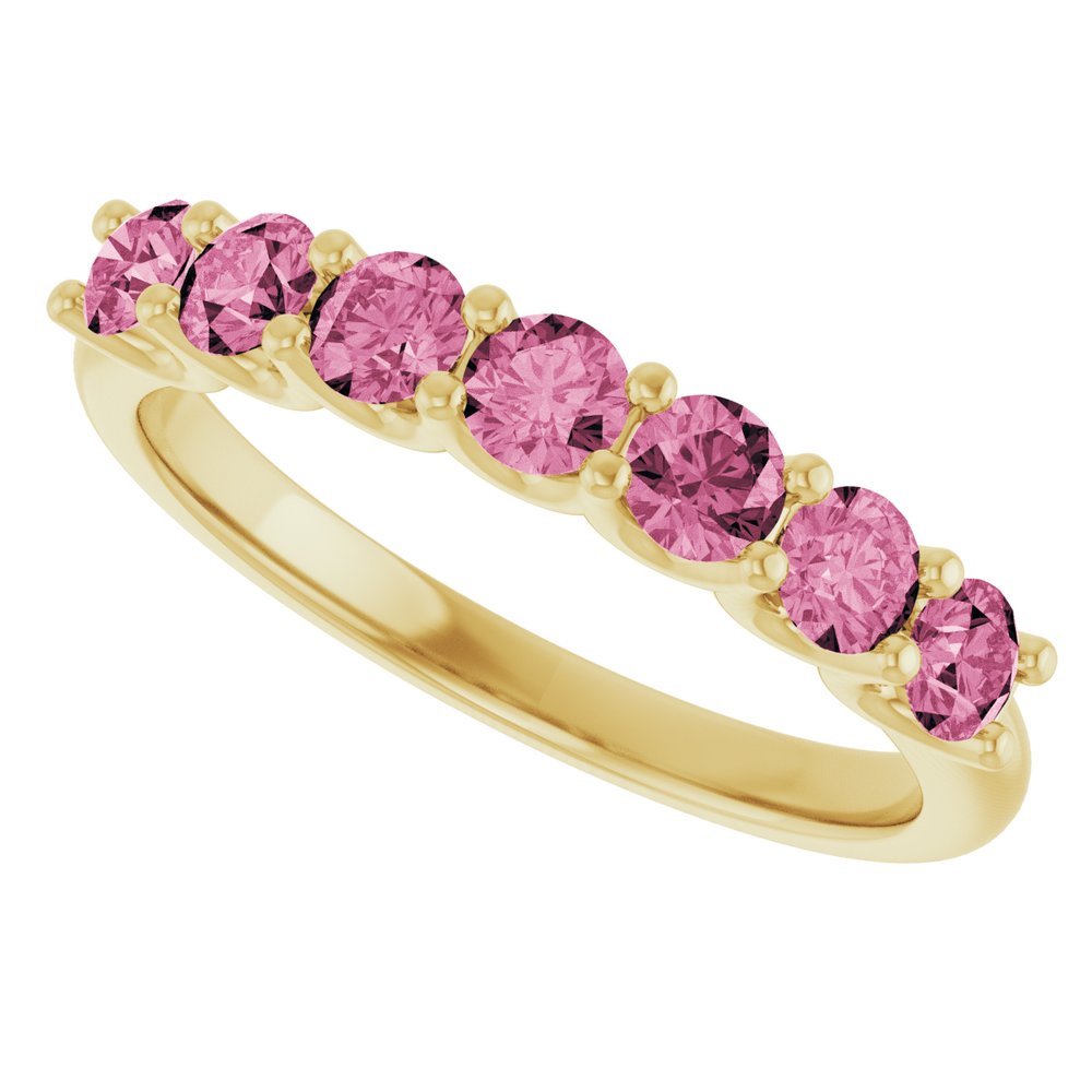 14K Yellow Gold Natural Pink Tourmaline Anniversary Band