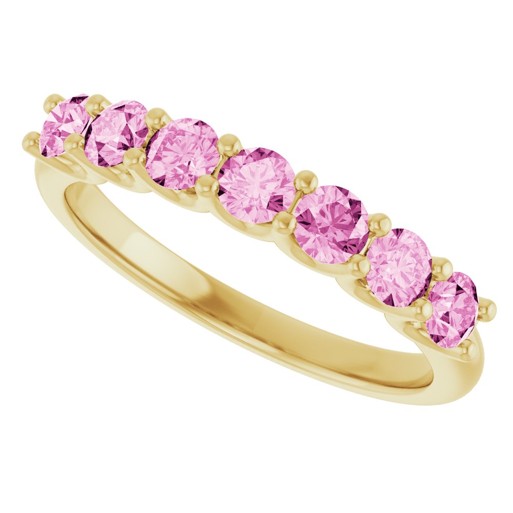 14K Yellow Gold Natural Pink Sapphire Anniversary Band