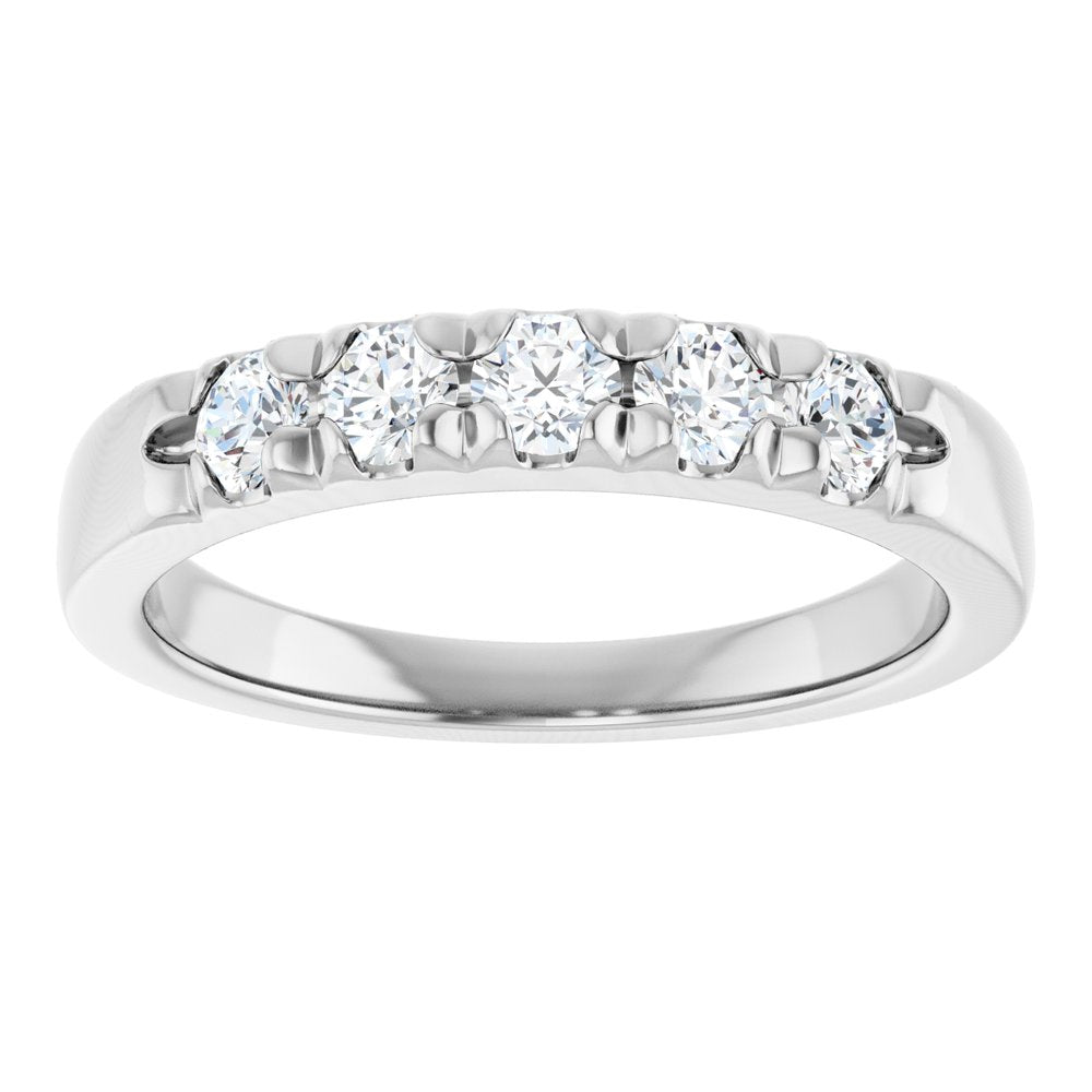 Platinum 1/2 CTW Natural Diamond French-Set Anniversary Band