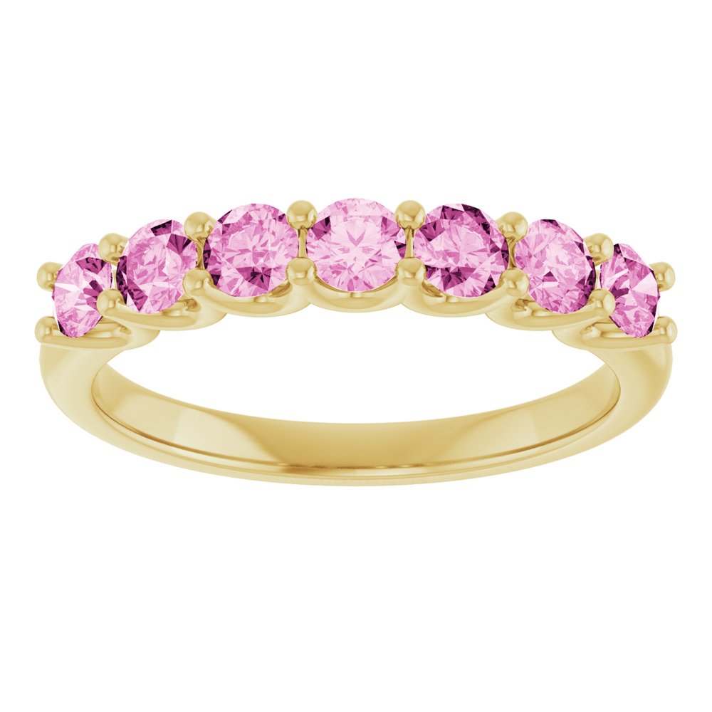 14K Yellow Gold Natural Pink Sapphire Anniversary Band