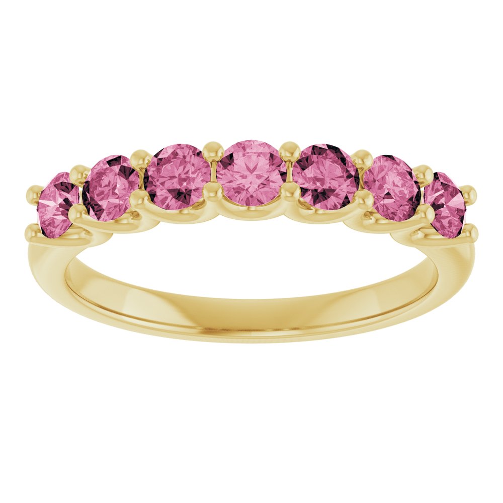 14K Yellow Gold Natural Pink Tourmaline Anniversary Band