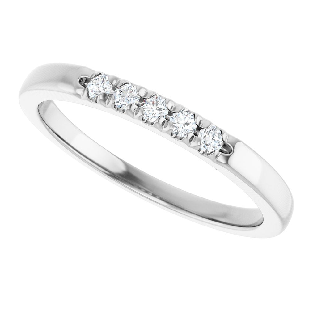 14K White Gold 1/10 CTW Lab-Grown Diamond French-Set Anniversary Band