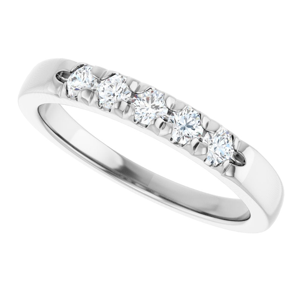 14K White Gold 1/3 CTW Natural Diamond French-Set Anniversary Band
