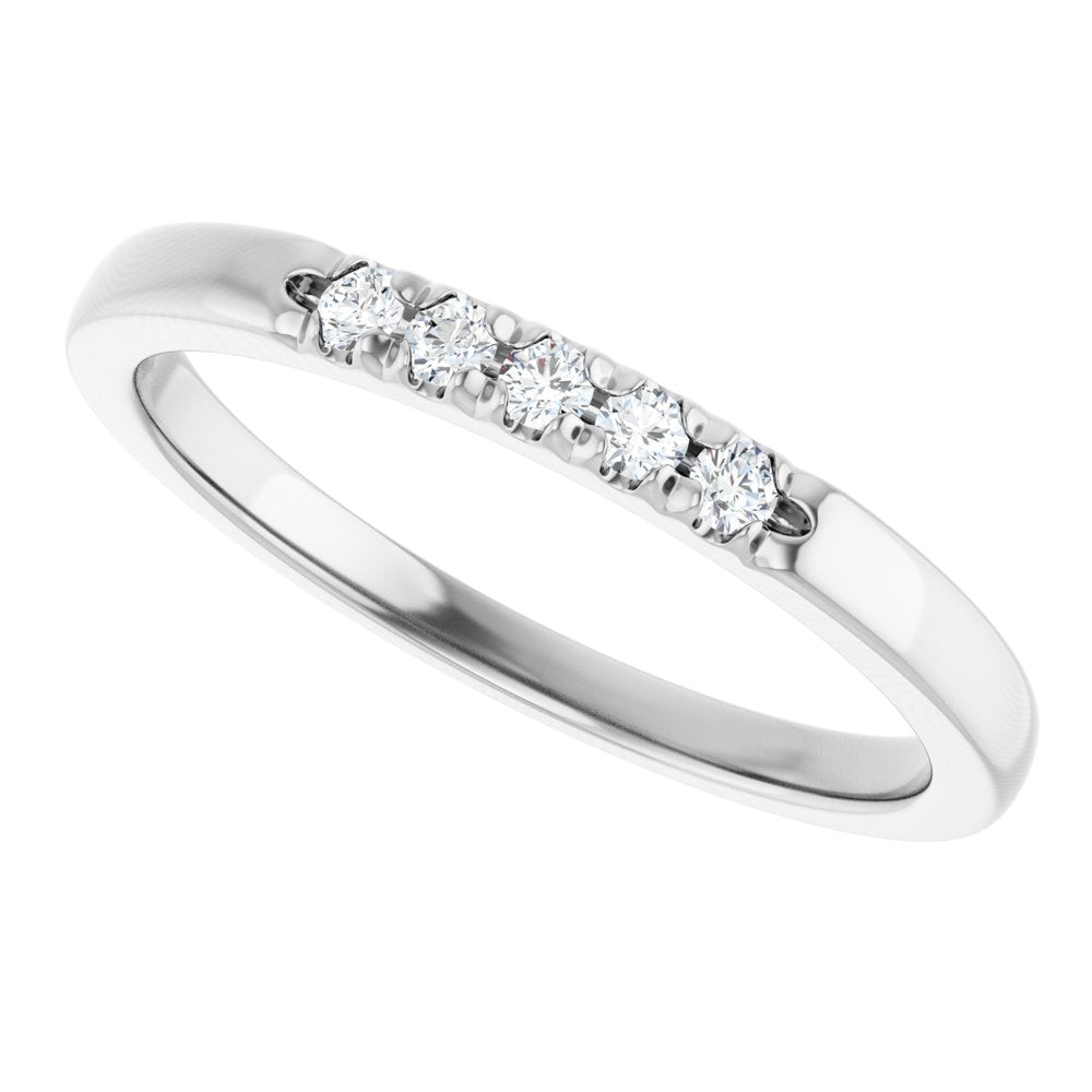 14K White Gold 1/10 CTW Lab-Grown Diamond French-Set Anniversary Band