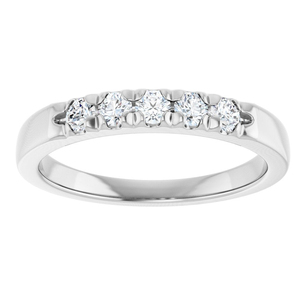 14K White Gold 1/3 CTW Natural Diamond French-Set Anniversary Band