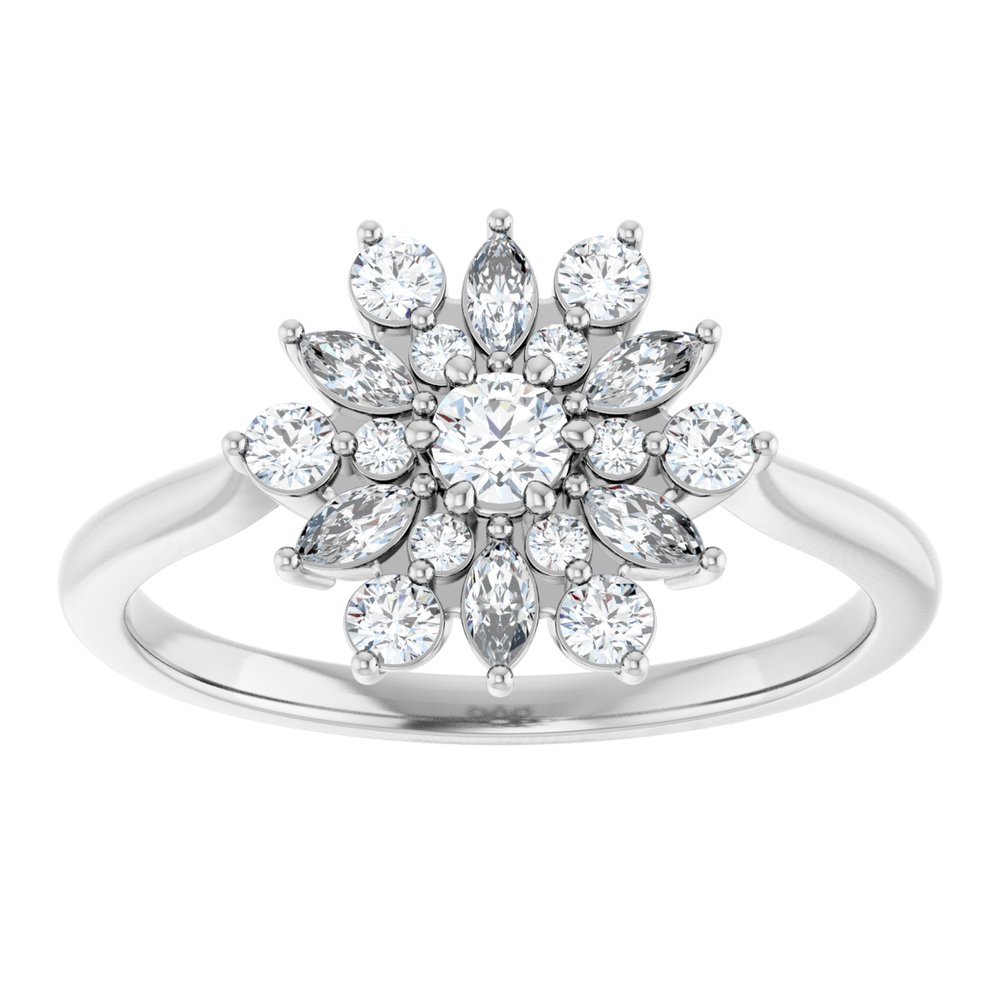 14K White 1/2 CTW Natural Diamond Vintage-Inspired Ring