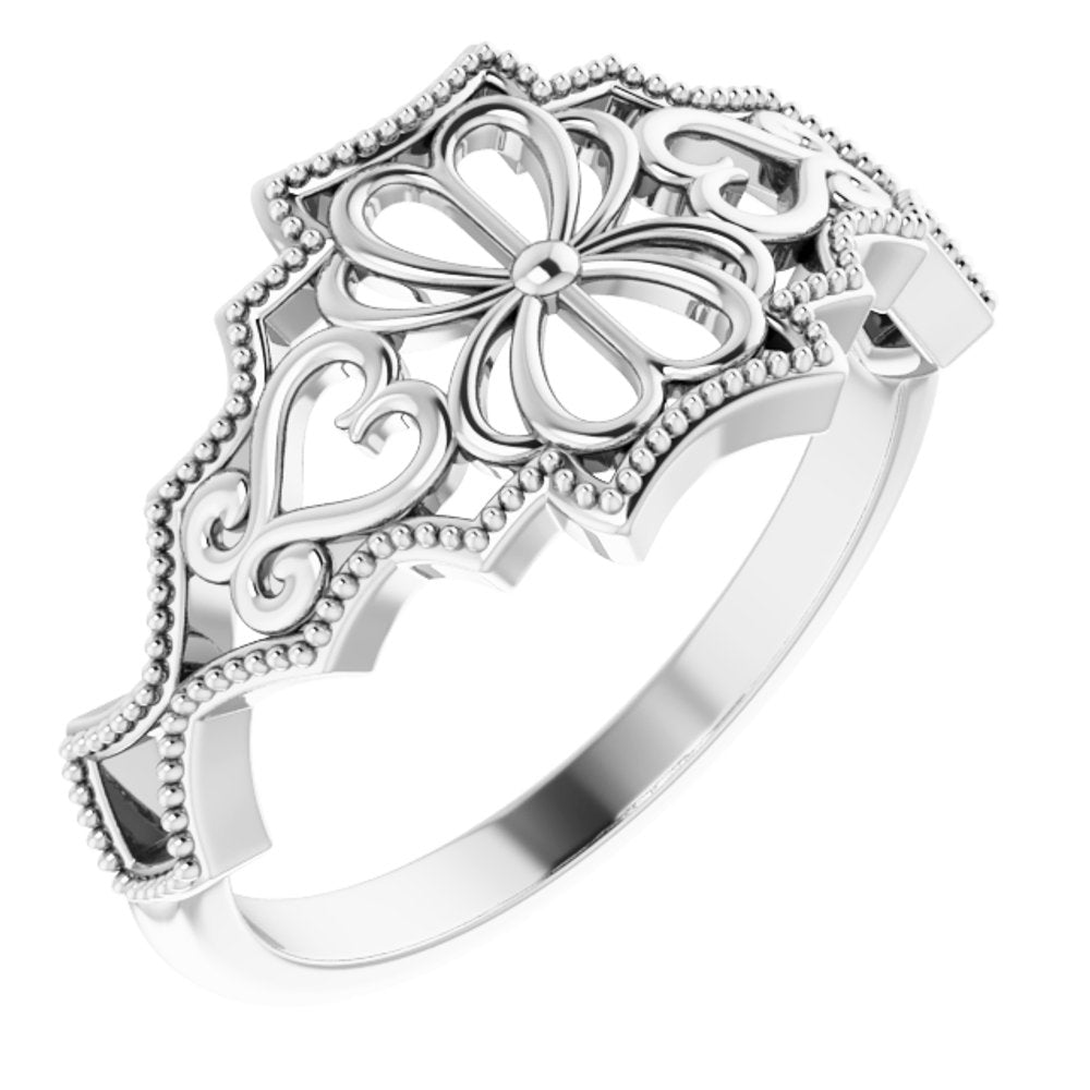 14K White Vintage-Inspired Ring