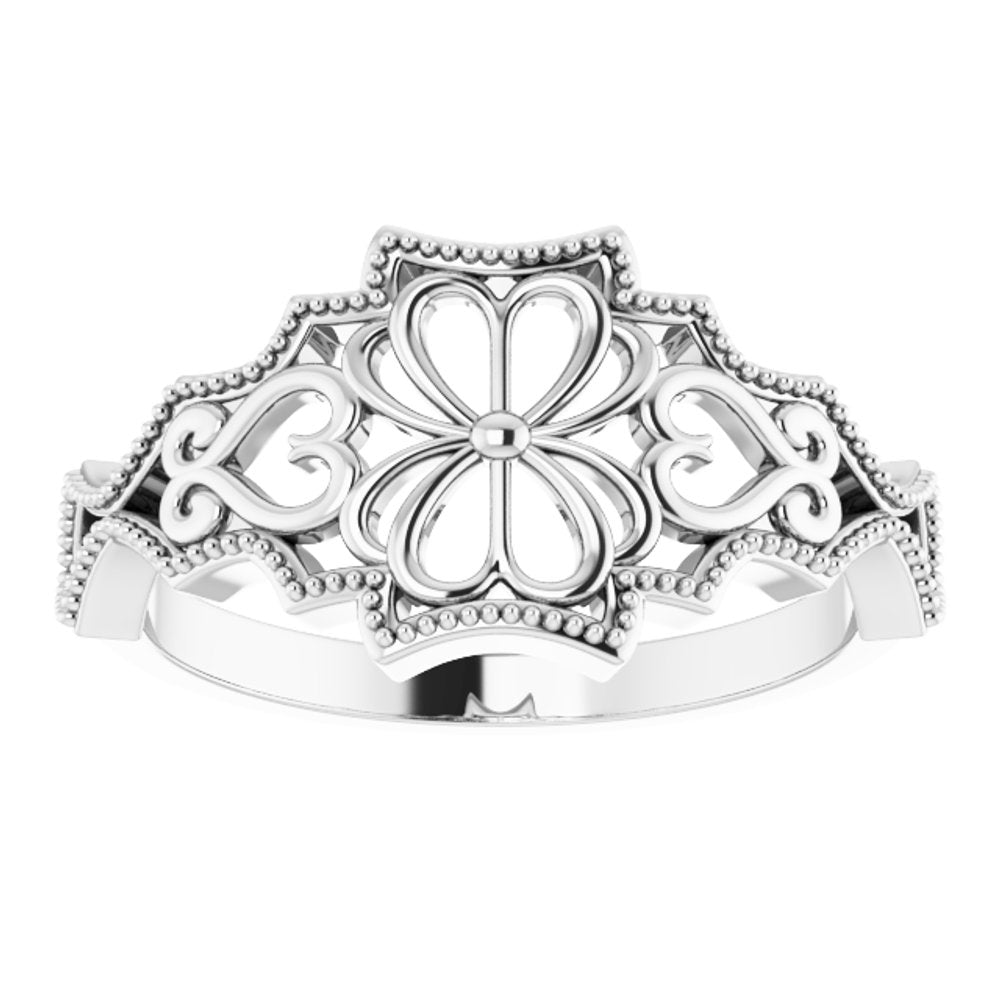 14K White Vintage-Inspired Ring