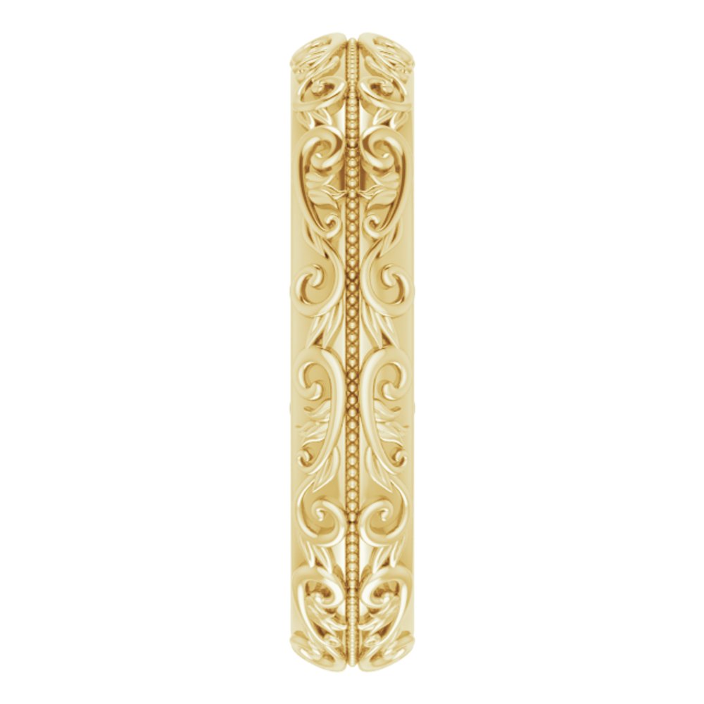 14K Yellow Gold 5 mm Milgrain Sculptural Half Round Band Size 11