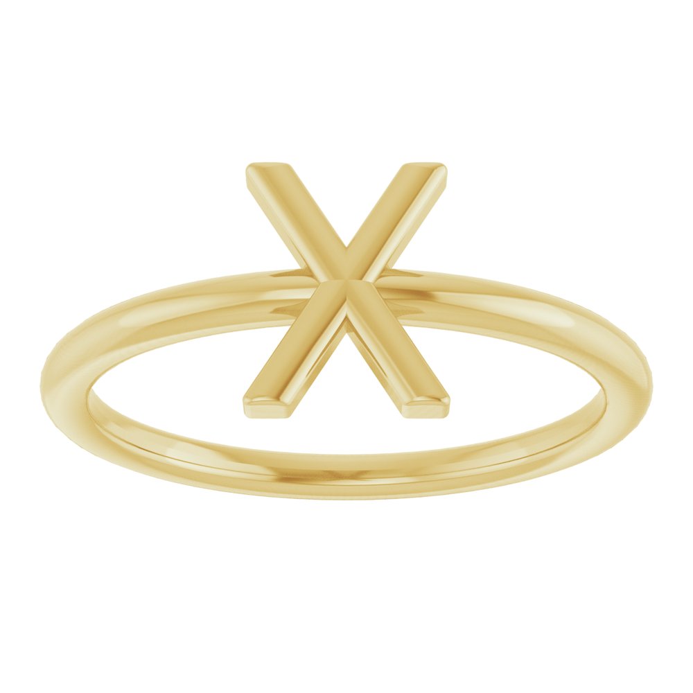 14K Yellow Gold Initial X Ring
