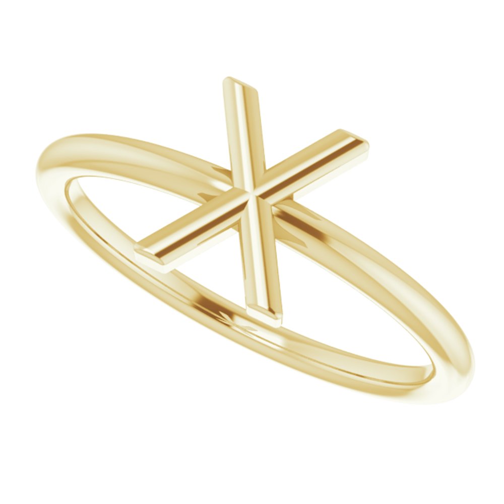14K Yellow Initial X Ring