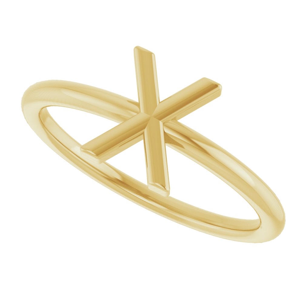 14K Yellow Gold Initial X Ring