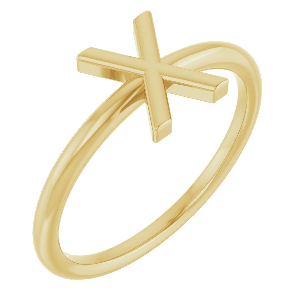 14K Yellow Gold Initial X Ring