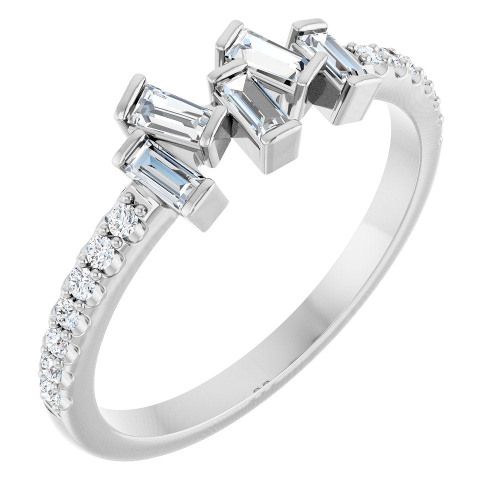 14K White 1/3 CTW Natural Diamond Scattered Ring