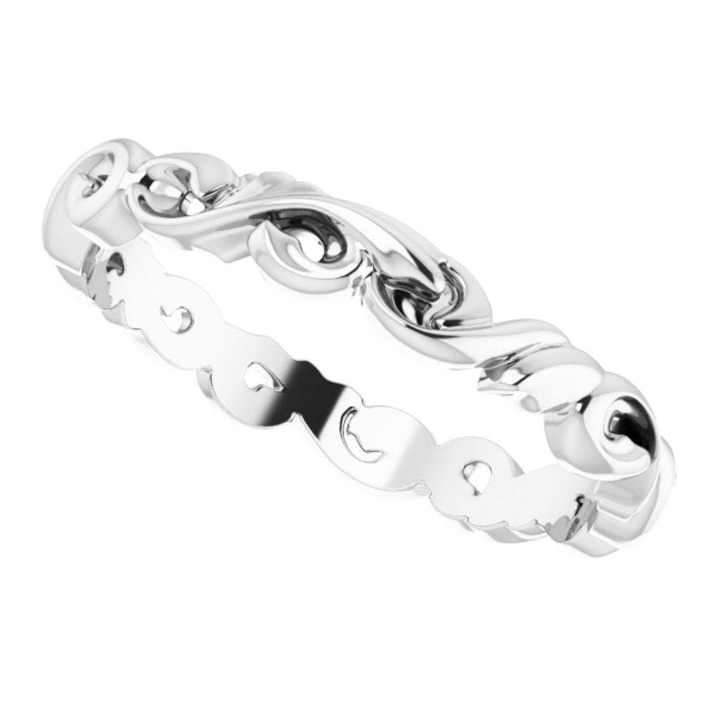 14K White Gold 3 mm Sculptural Band Size 7