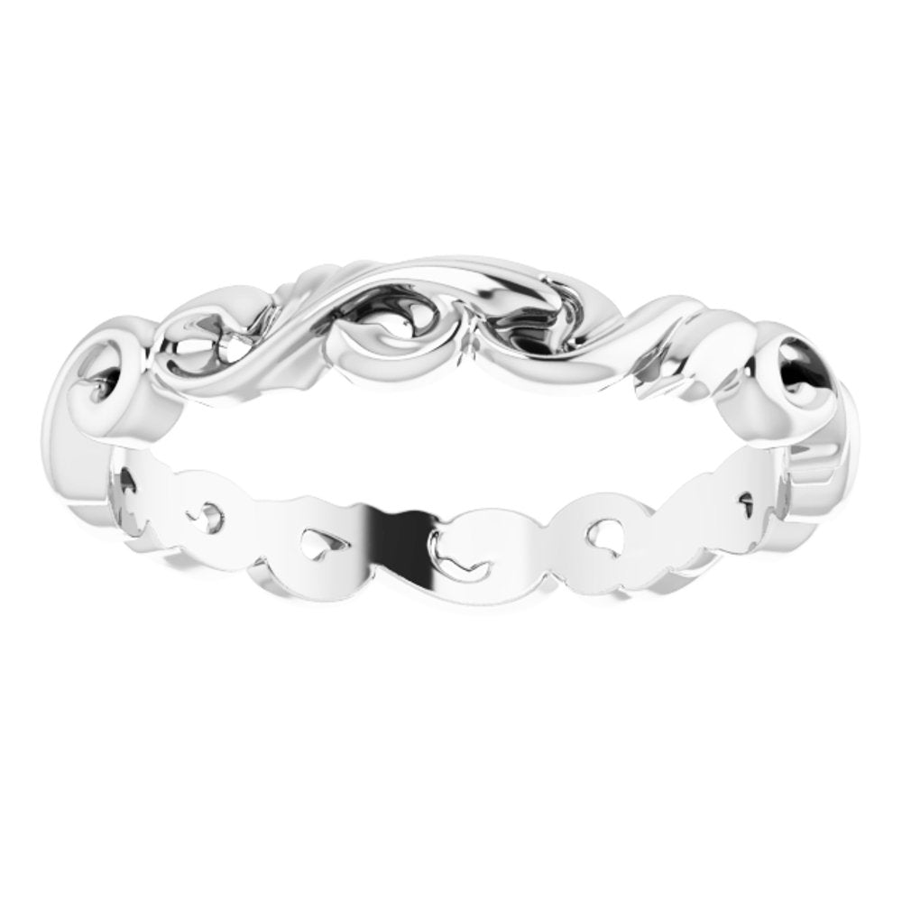 14K White Gold 3 mm Sculptural Band Size 7