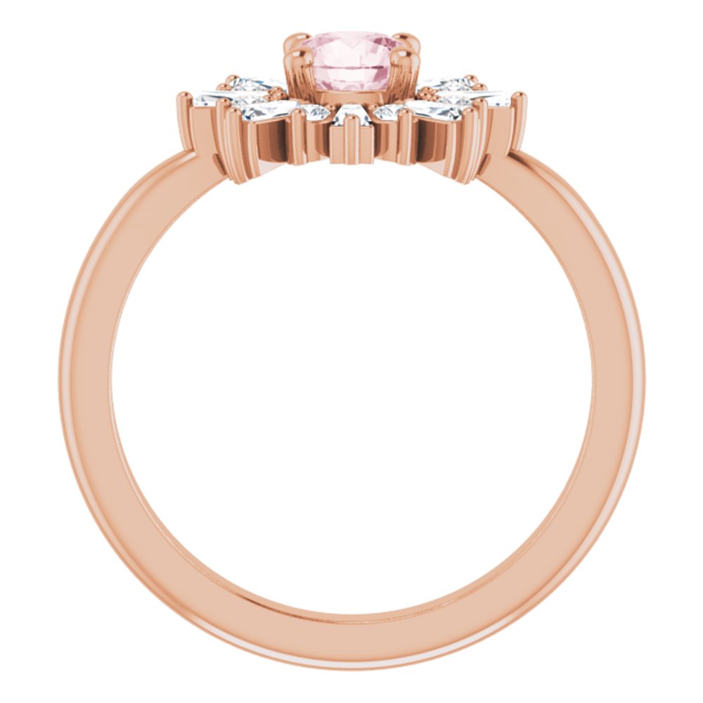 14K Rose Natural Pink Morganite & 3/8 CTW Natural Diamond Ring
