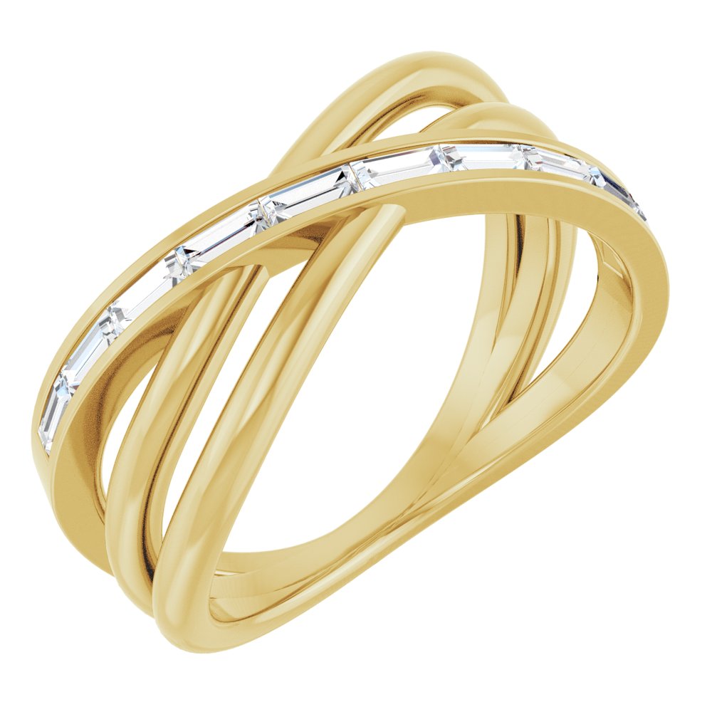 14K Yellow Gold 1/3 CTW Natural Diamond Criss-Cross Ring