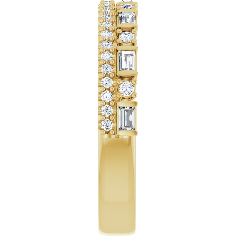 14K Yellow 3/8 CTW Natural Diamond Double Row Anniversary Band