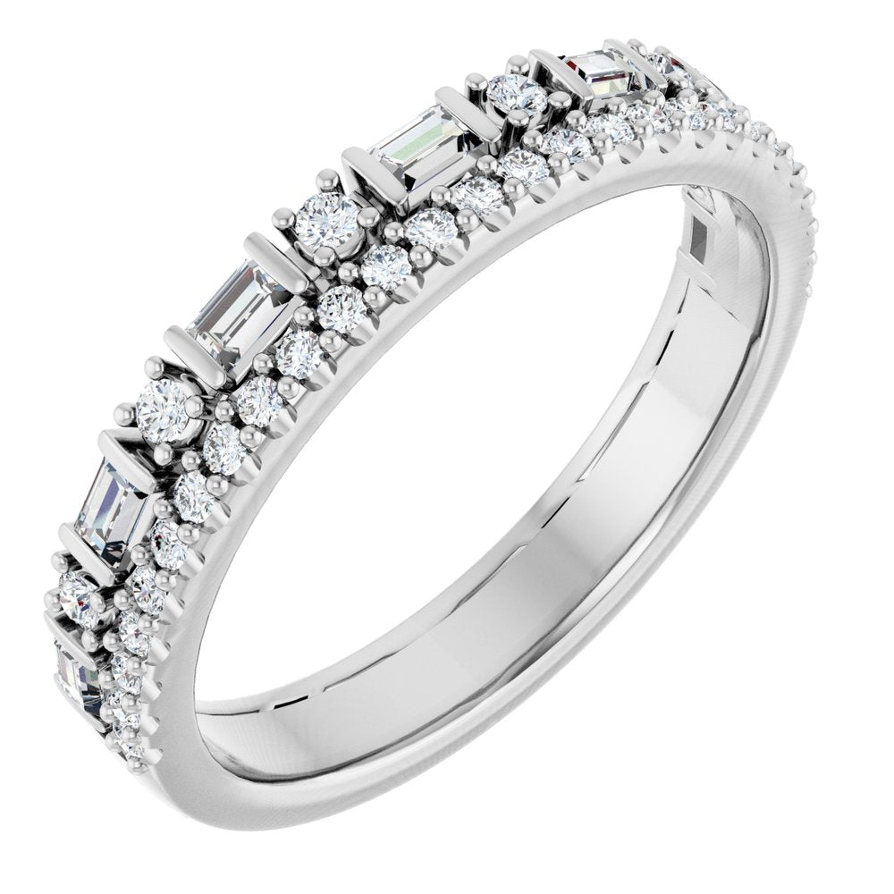 14K White Gold 3/8 CTW Natural Diamond Double Row Anniversary Band