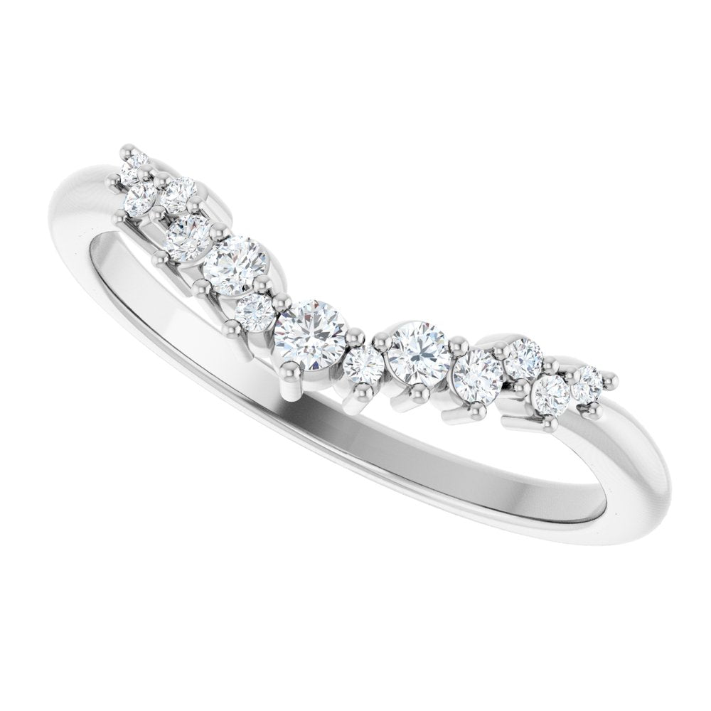 14K White Gold 1/6 CTW Natural Diamond Contour Band