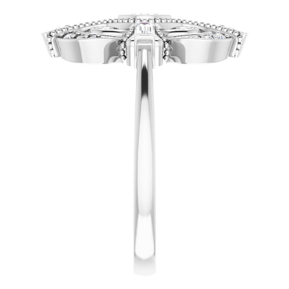 14K White 1/5 CTW Natural Diamond Vintage-Inspired Ring