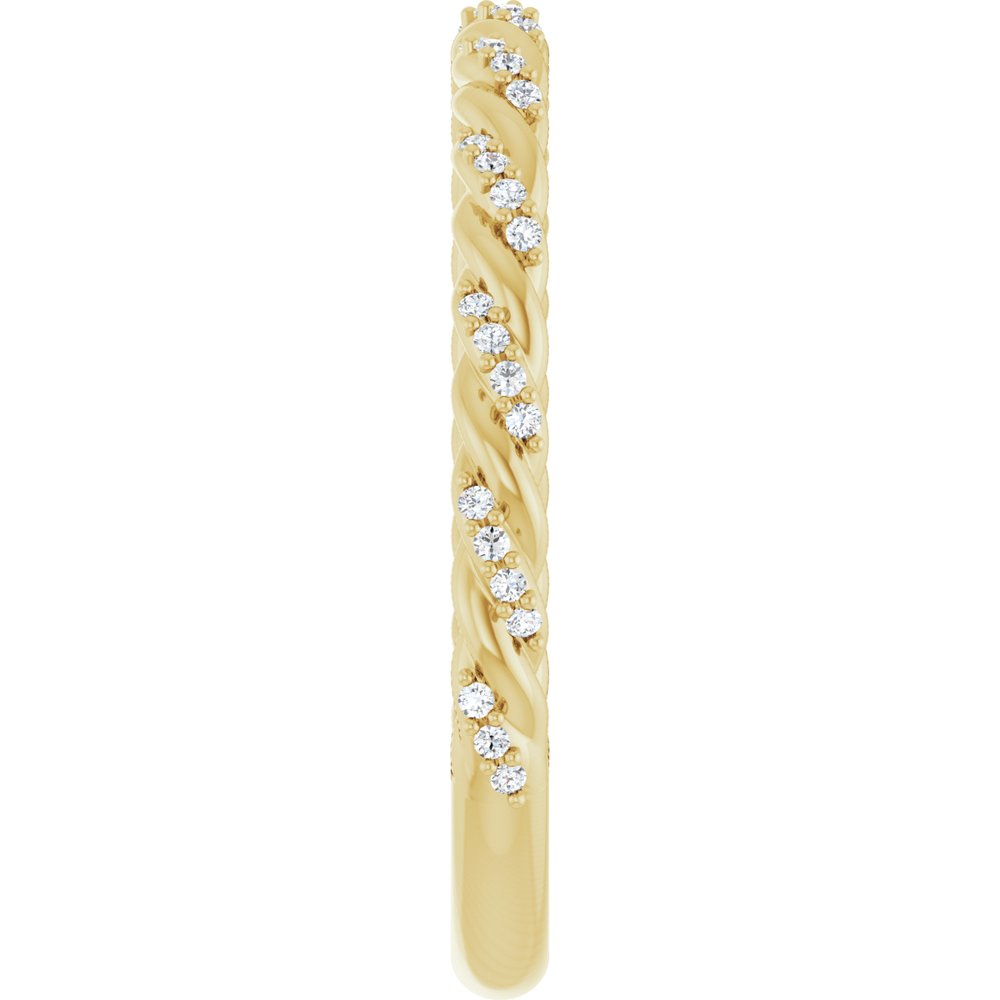14K Yellow Gold 1/10 CTW Lab-Grown Diamond Rope Anniversary Band