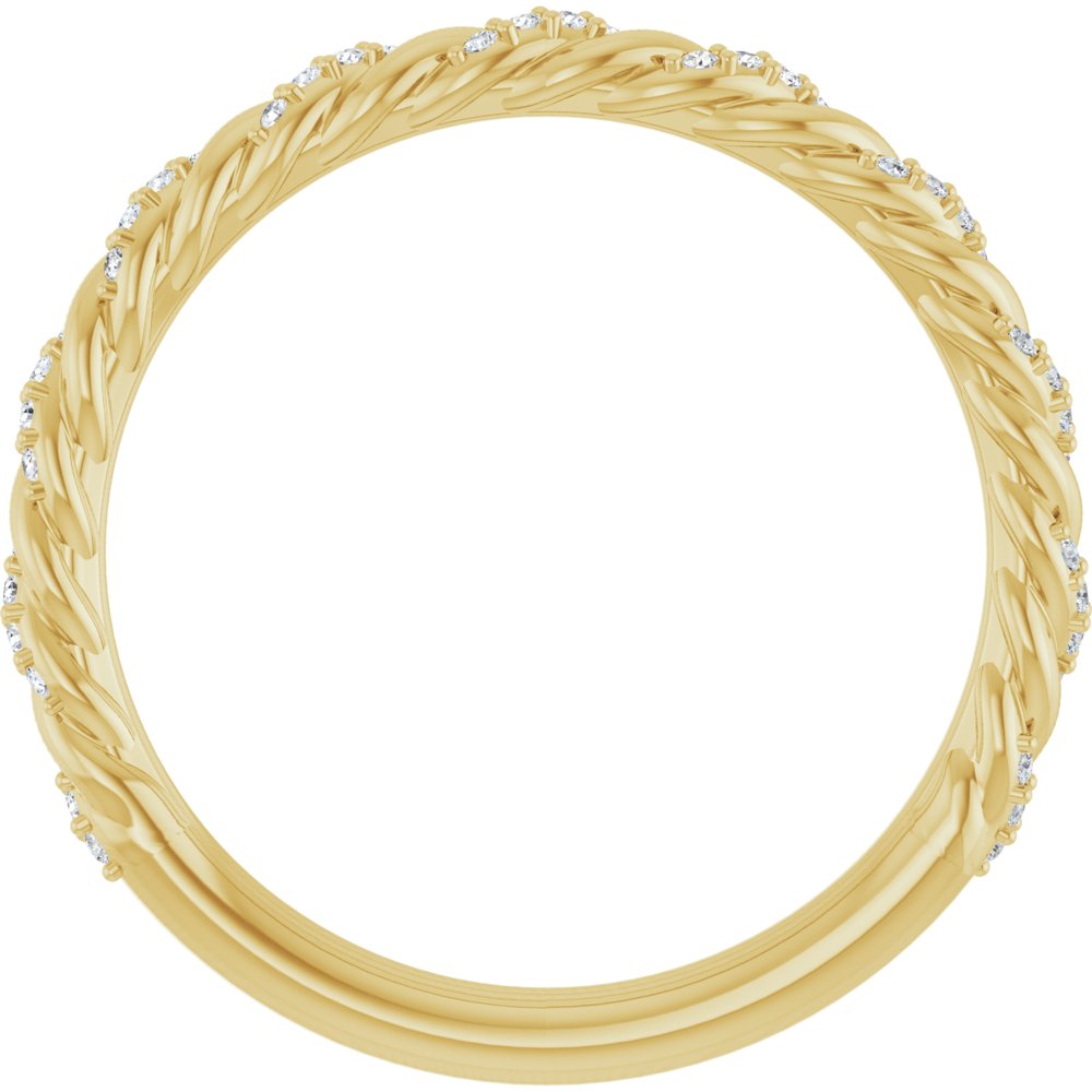 14K Yellow Gold 1/10 CTW Lab-Grown Diamond Rope Anniversary Band
