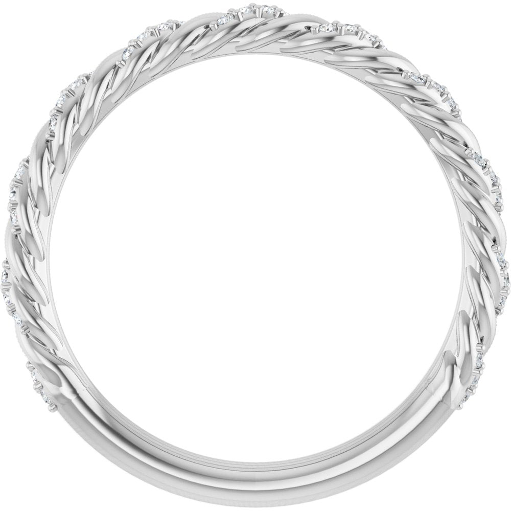Platinum 1/10 CTW Lab-Grown Diamond Rope Anniversary Band
