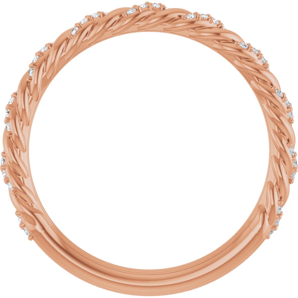 14K Rose 1/10 CTW Natural Diamond Rope Anniversary Band
