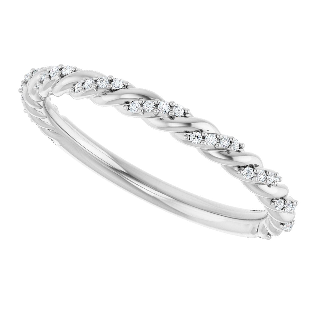 14K White Gold 1/10 CTW Lab-Grown Diamond Rope Anniversary Band