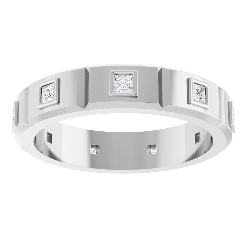 14K White 3/8 CTW Mens Natural Diamond Band Size 10