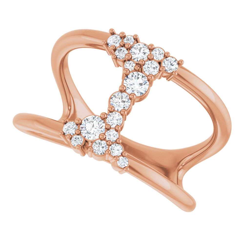 14K Rose 3/8 CTW Natural Diamond Negative Space Ring