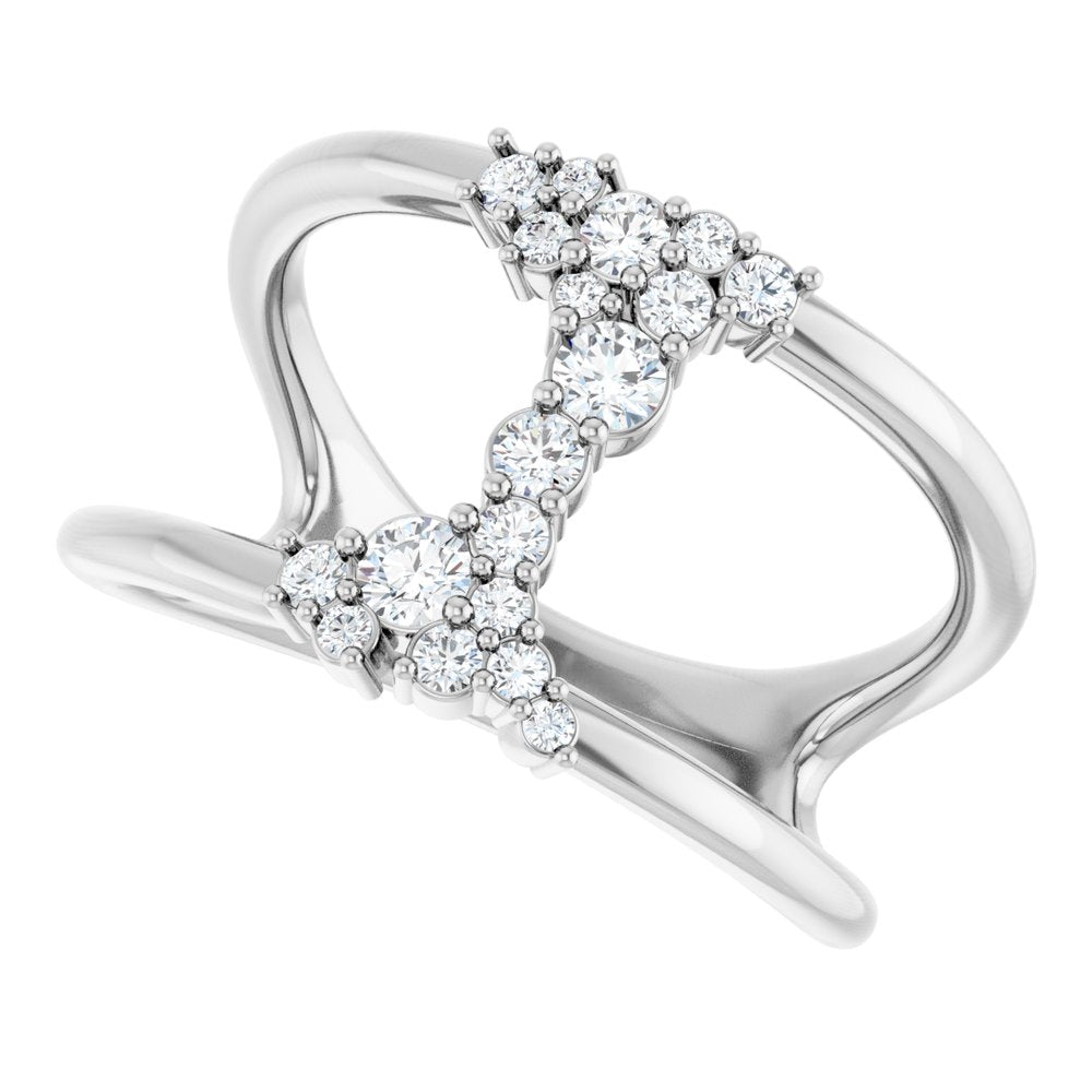 14K White Gold 1/3 CTW Natural Diamond Negative Space Ring