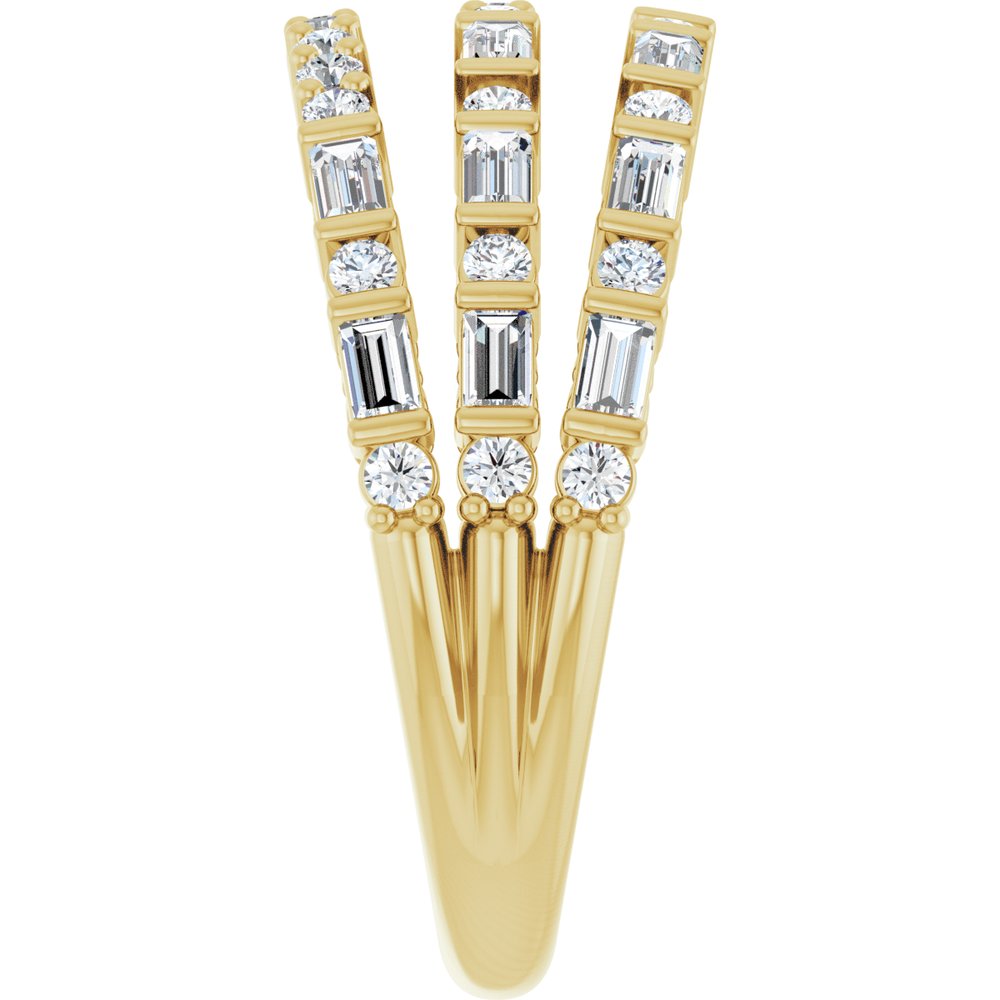 14K Yellow Gold 7/8 CTW Natural Diamond Stacked Ring
