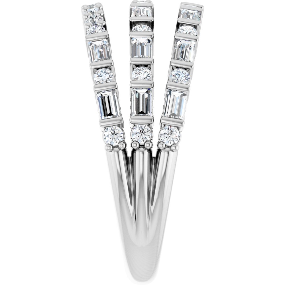 14K White Gold 7/8 CTW Natural Diamond Stacked Ring