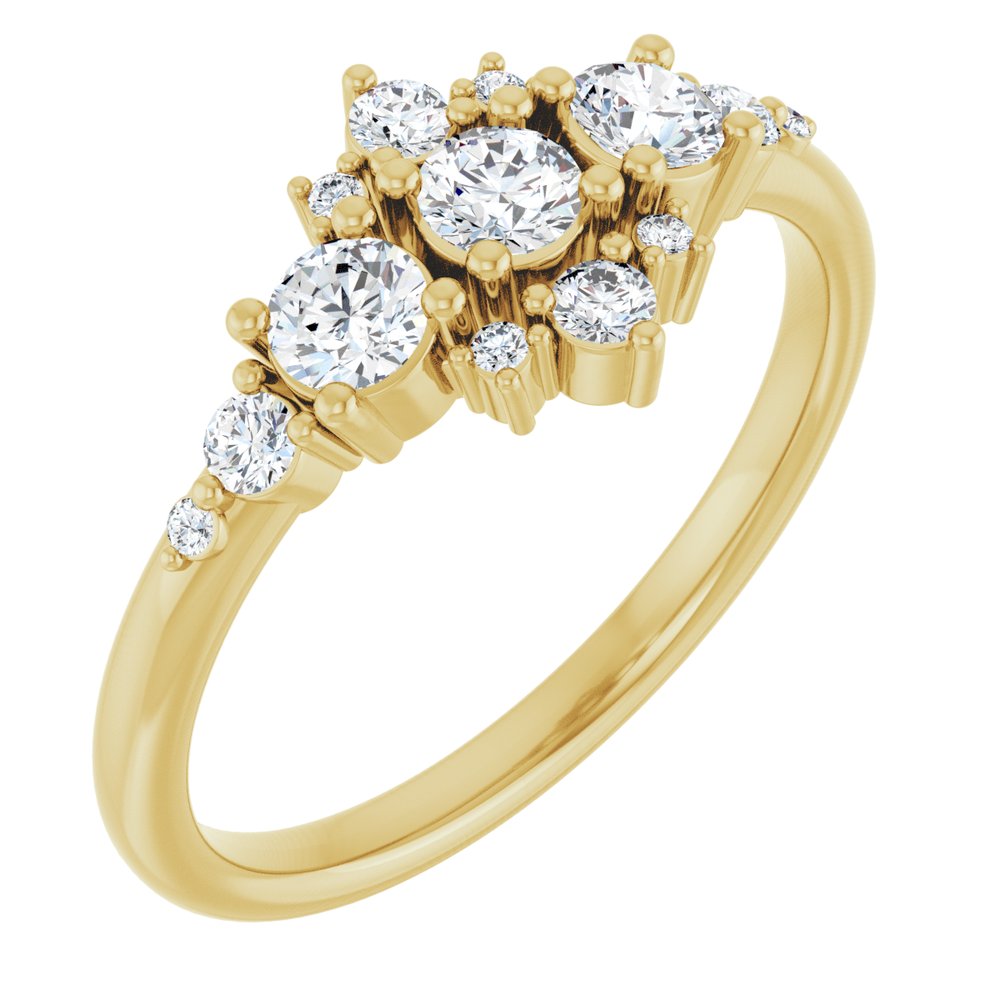 14K Yellow 1/2 CTW Natural Diamond Three-Stone Band