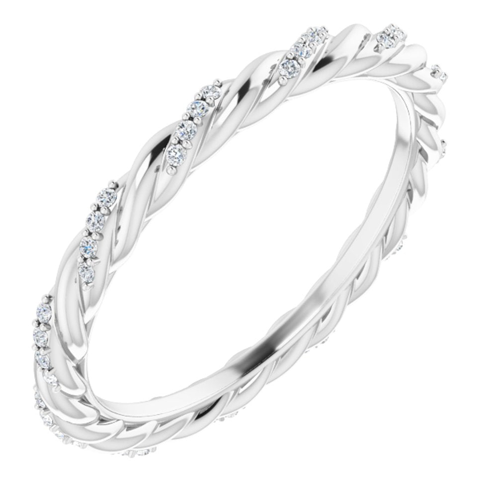 Platinum 1/10 CTW Natural Diamond Rope Eternity Band Size 7
