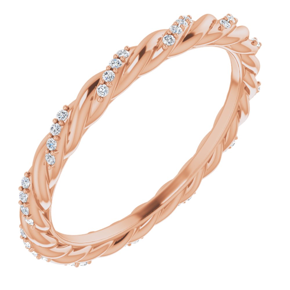 14K Rose Gold 1/8 CTW Natural Diamond Rope Eternity Band Size 5.5