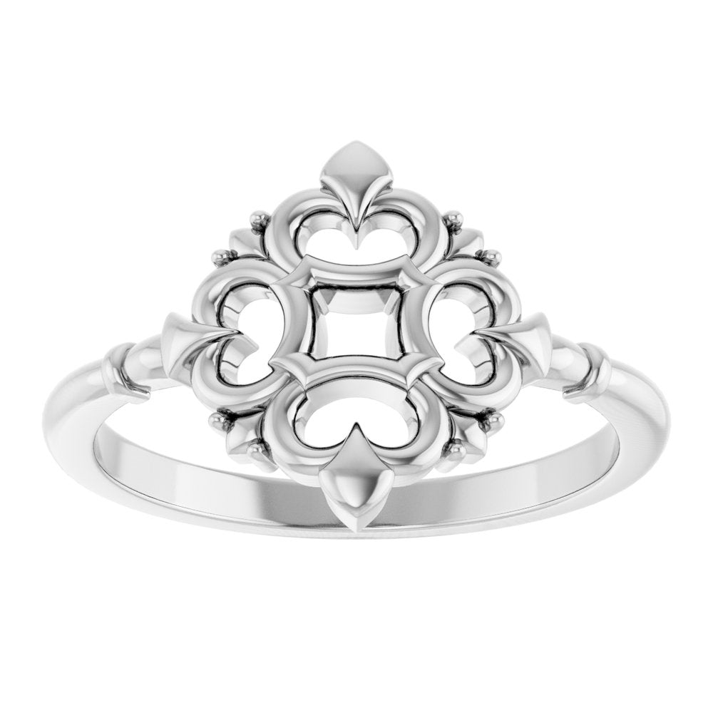 14K White Vintage-Inspired Ring