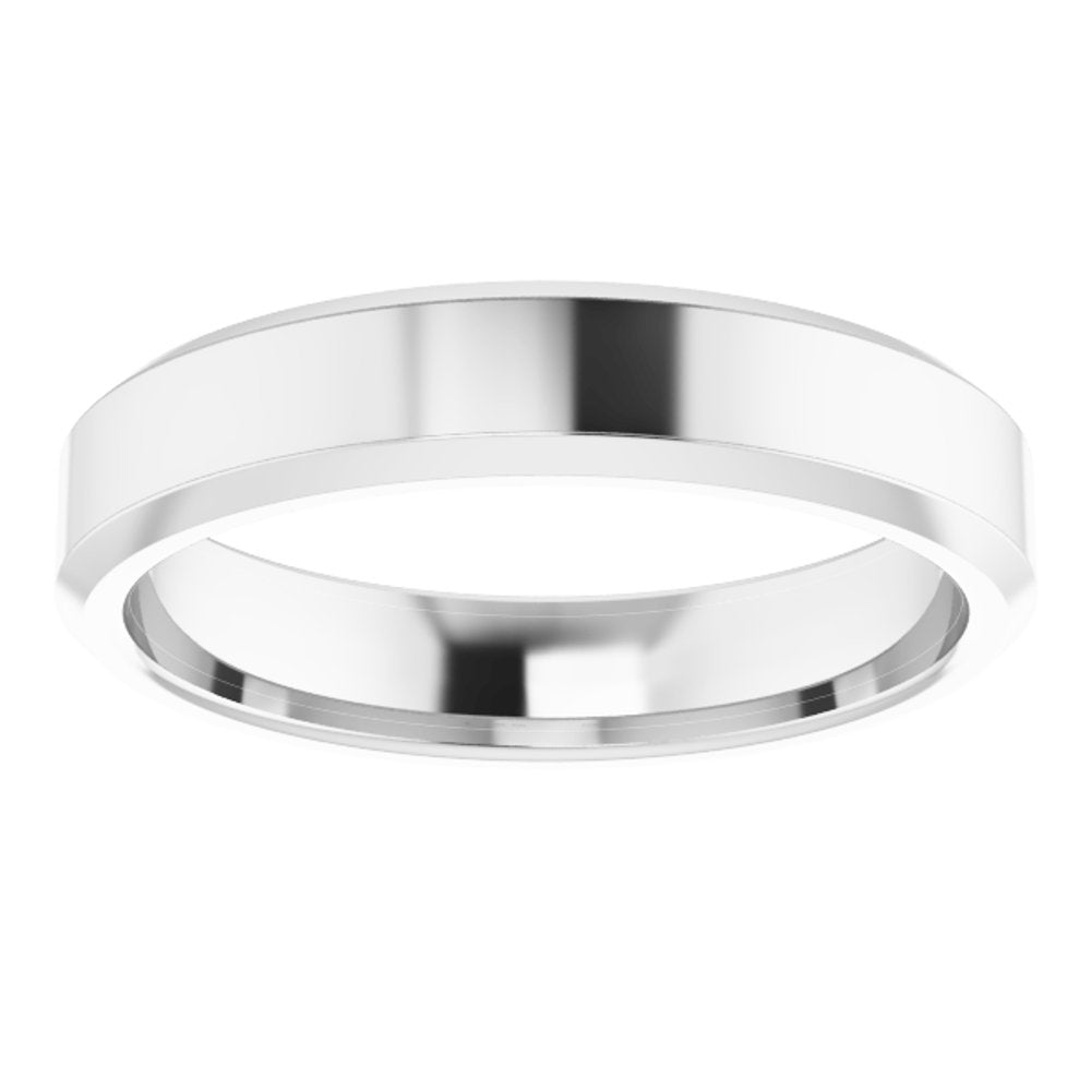 14K White Gold 4 mm Beveled-Edge Comfort-Fit Flat Band Size 7.5