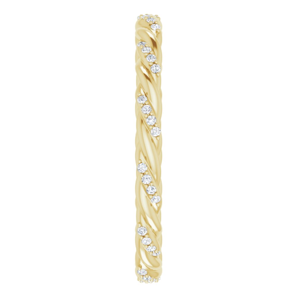 14K Yellow Gold 1/10 CTW Natural Diamond Rope Eternity Band Size 7