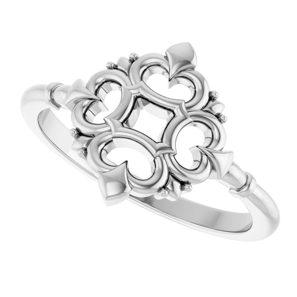 14K White Vintage-Inspired Ring