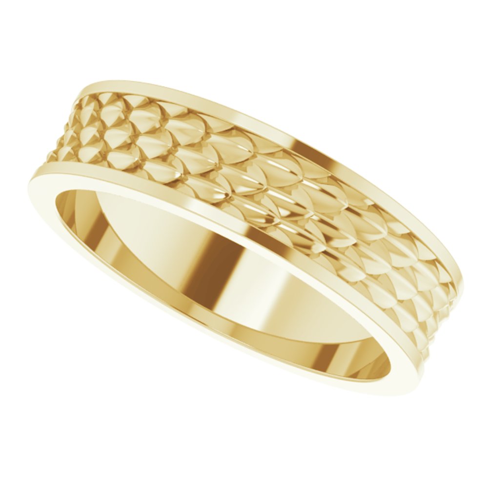 14K Yellow Gold 6 mm Scale Patterned Band Size 11