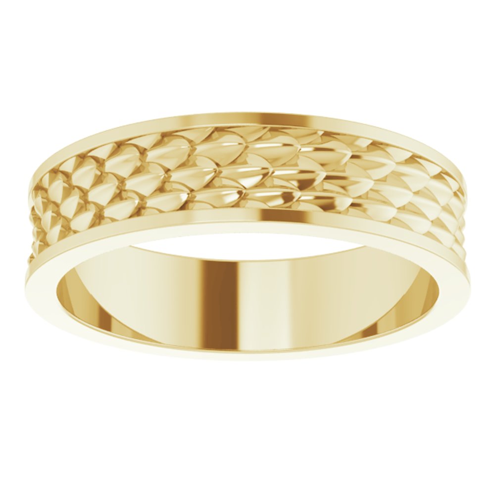 14K Yellow Gold 6 mm Scale Patterned Band Size 11