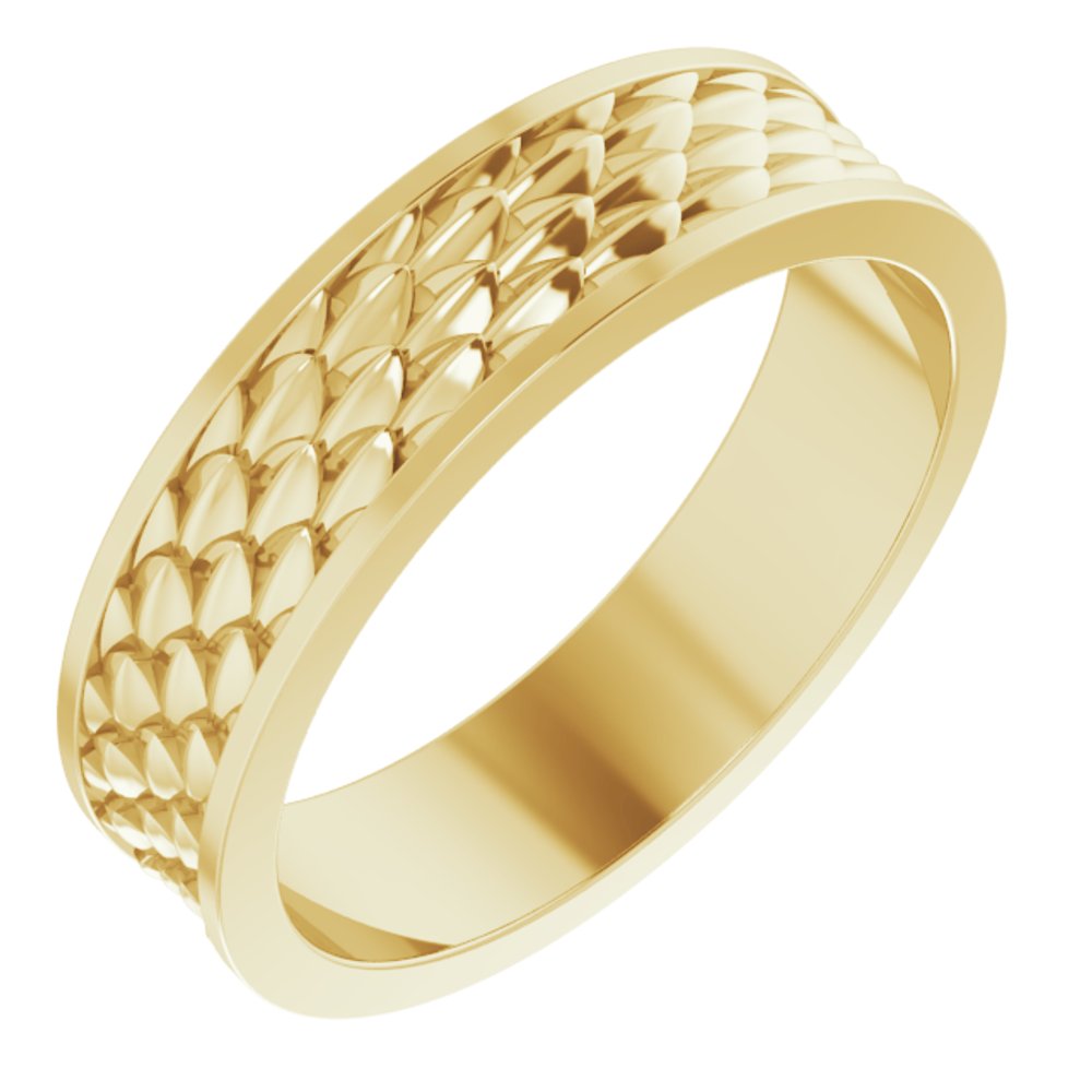 14K Yellow Gold 6 mm Scale Patterned Band Size 11