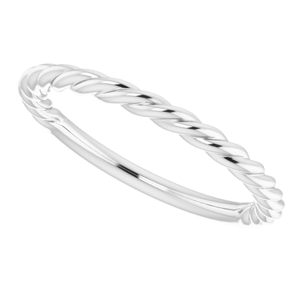 14K White Gold 1.7 mm Rope Band Size 4